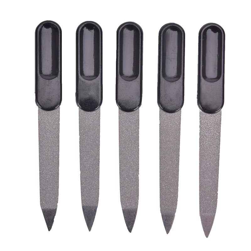 5pcs Plastic Handle Metal Double Sided Nail Files Pro Nail File DIY Manicure Pedicure Tool
