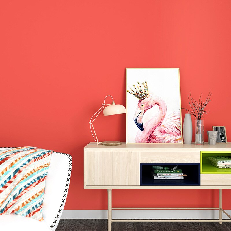 Red wallpaper solid solid color modern simple living room bedroom wine red TV background retro wallpaper