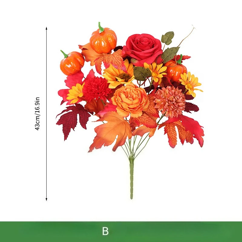 Tuindecoratie Simulatie Esdoornbladeren Zonnebloemen Oranje Boeket Kerstmis Halloween Auditorium Decoratie Kunstbloemen: Black