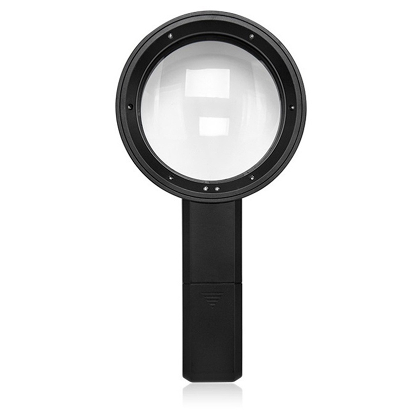 Handheld Reading Magnifier 5X 5X 10X Magnifier With Light 6 LED Lights 2 UV Lights Banknote Detector Light For Reading