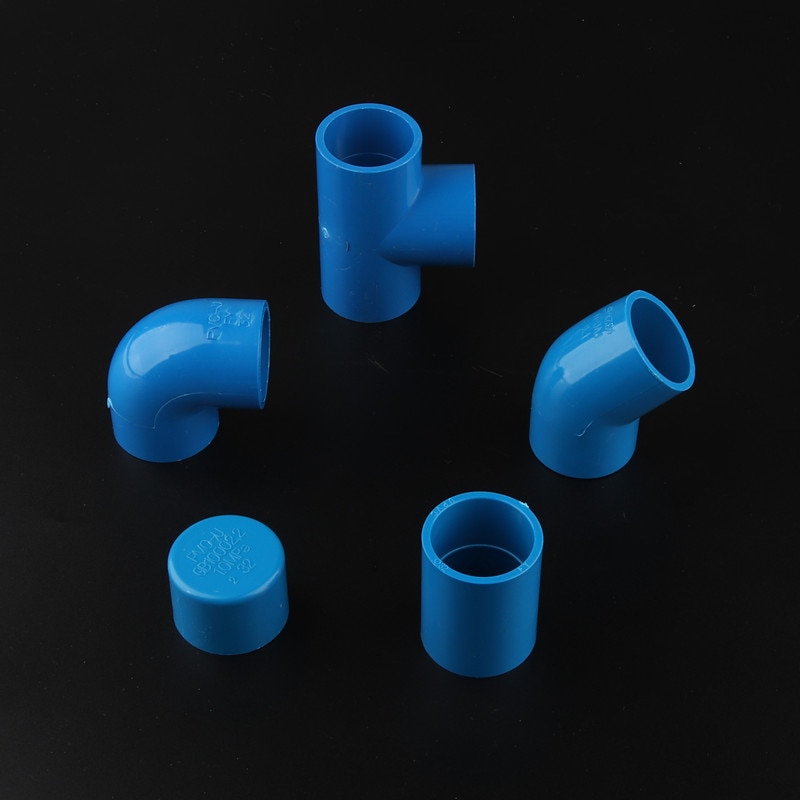 3pcs PVC Connector Inner Dia. 32mm Pipe Fittings Cap Straight Tee Wye Y Connector Elbow Cross for Pipe Repairing Aquarium Water