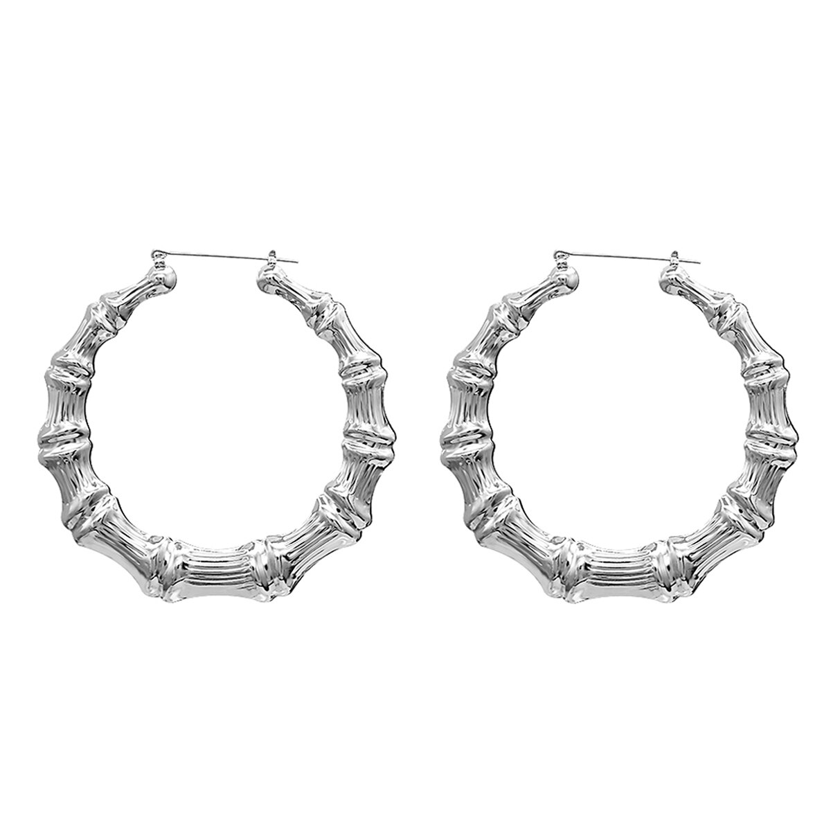 AENSOA 2020 Nuovo Punk di Colore Dell&#39;oro Rotonda Orecchini A Cerchio di Bambù per Le Donne In Metallo Esagerato Grande Anello Cerchio Orecchini Monili Popolari: 90mm Silver Color