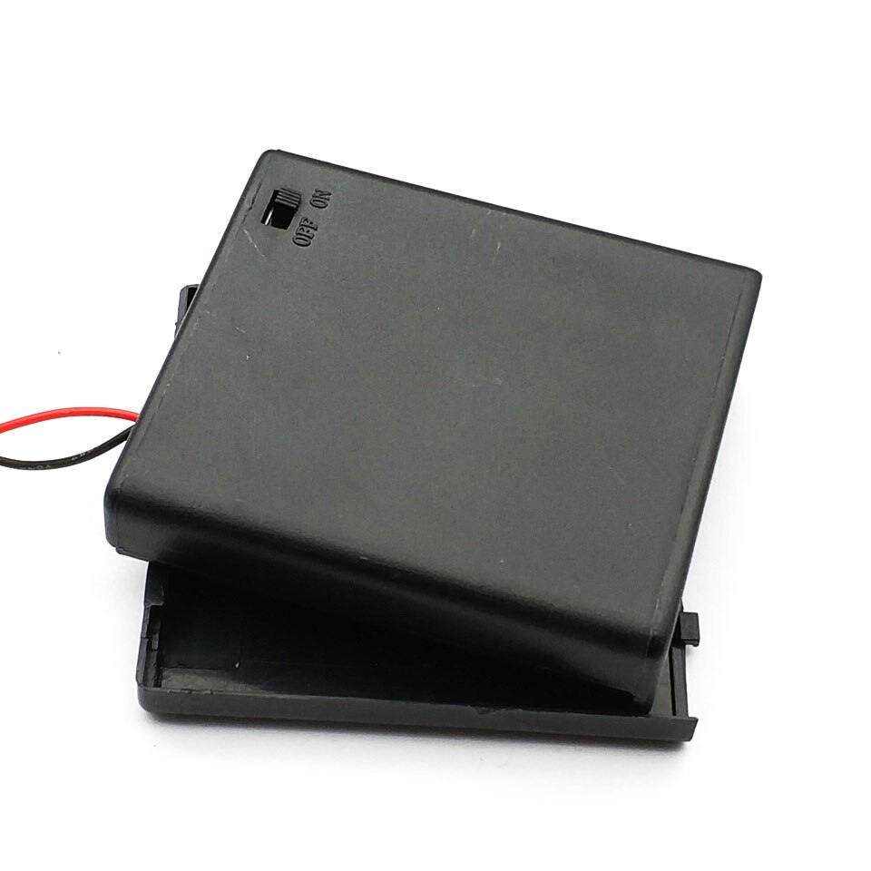 6V 4 X Aa Battery Holder Caso Slot per Supporto di Plastica Scatola di Immagazzinaggio con Off/on Interruttore Fili per parti di Rc per Uscita Dc 6V