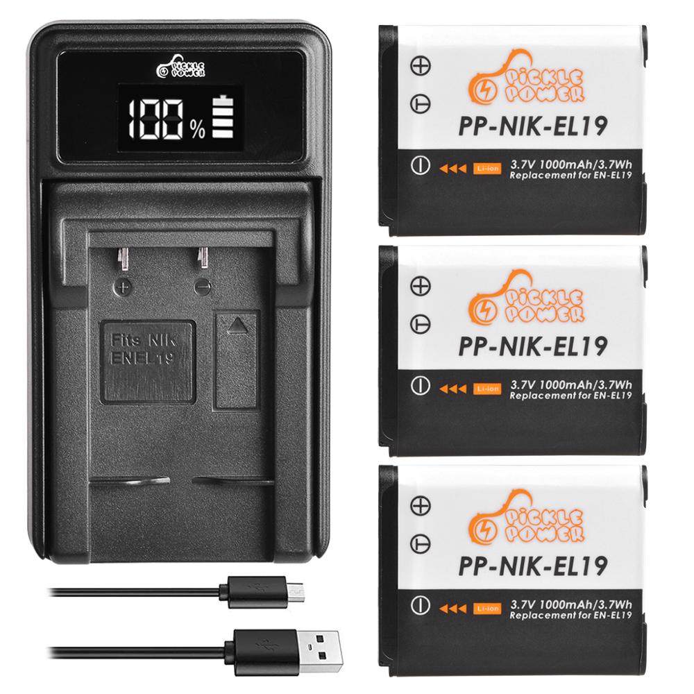 EN-EL19 EN EL19 NP-BJ1 Battery For Nikon Coolpix S2600 S2700 S3100 S3500 S4100 S4150 S4400 S5200 S6400LED USB Charger: RED
