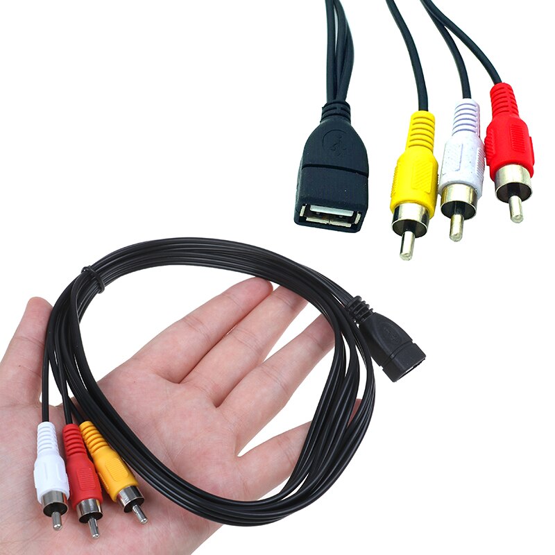 Adaptador de Vídeo A/V para videocámara, adaptador práctico de 5 pies/1,5 m USB 2,0 hembra A 3 RCA macho, ideal para equipos AV,