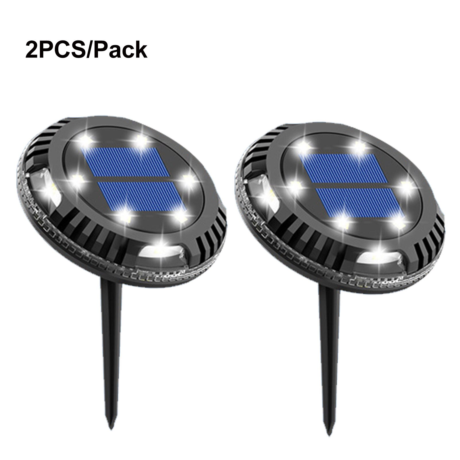 2pcs Outdoor Waterproof Ground Light Landscape 10 LEDs 180 Rotation Driveway Garden Decor Round Lawn Yard Solar Power Buried