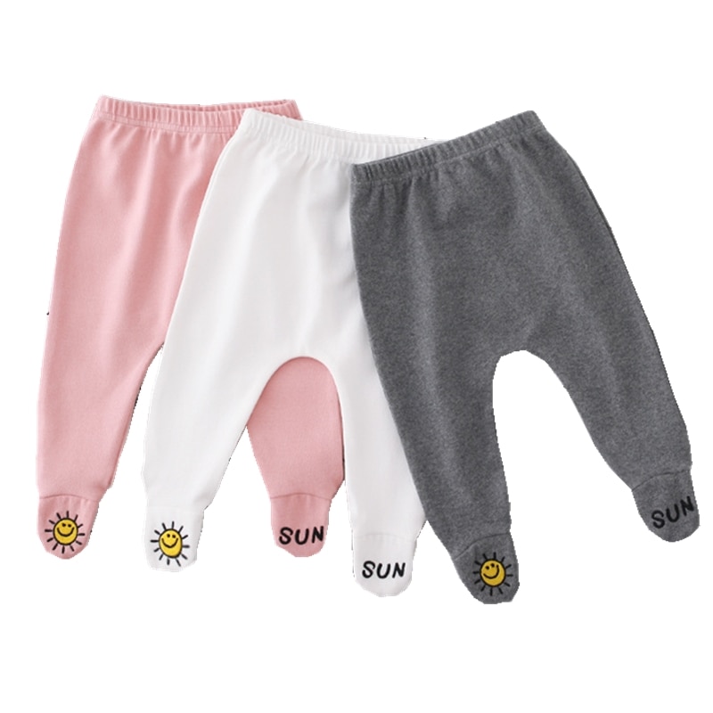 Baby Meisje Herfst Leggings Broek Drie Kleuren Panty Meisjes Legging Roze Footies Zon Gedrukt Dunne Slanke Broek