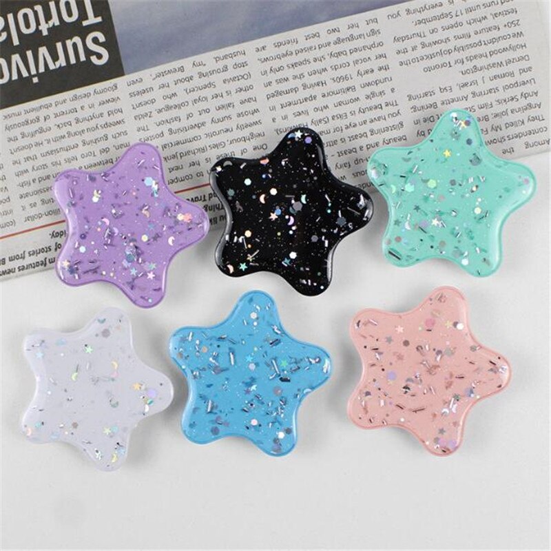 Star Glitter Expanding Stand Grip Mount Phone Socket Fold Mobile Smartphones Pocket Desktop Bracket Phone Stand Holder