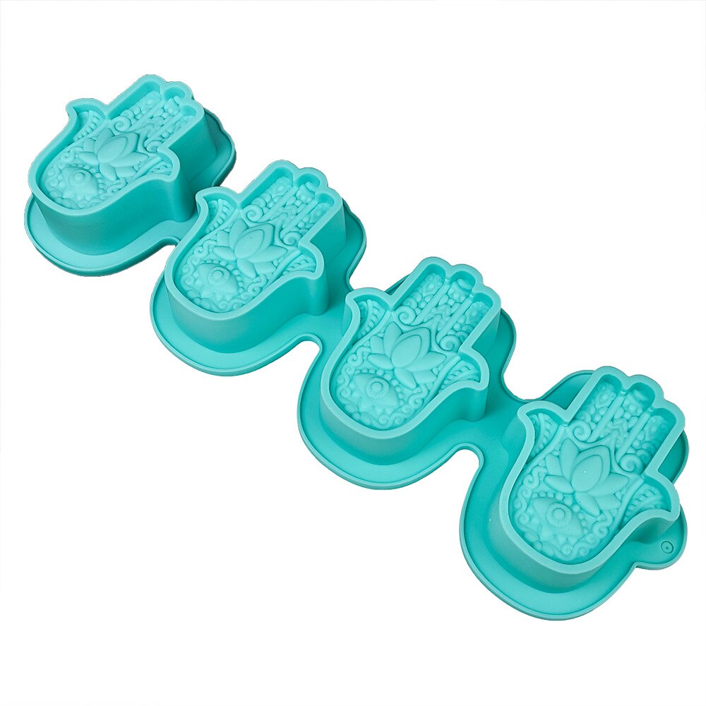 Lotus bergamot blomst håndlavet sæbe silikone form gør-det-selv hånd af fatima kageform lys krystal epoxy form kage dekoration: Myntegrøn