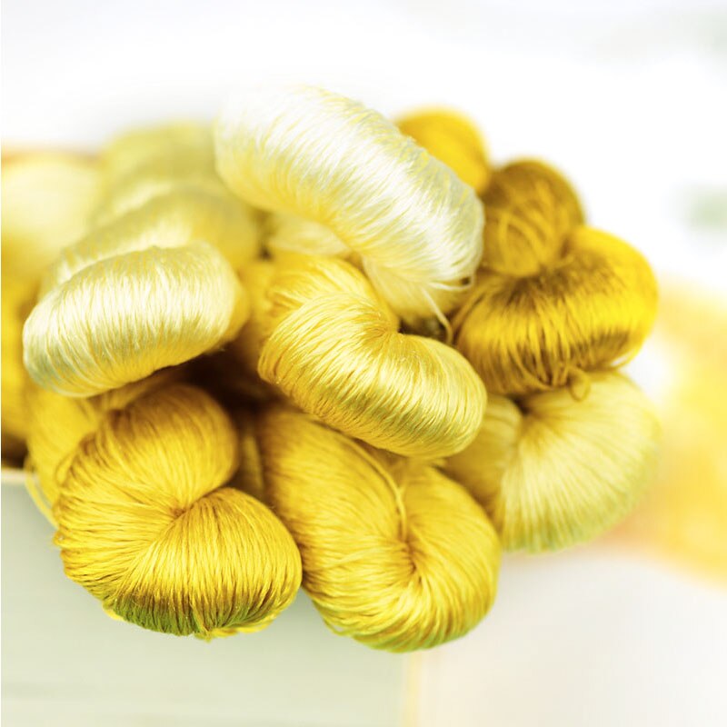1 färg 400m suzhou broderi 100%  naturlig sidenbroderad linje silke diy special silkeslen ljus färg linje vanliga färger gul