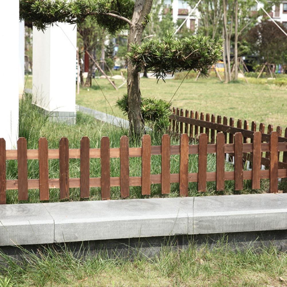6pcs Outdoor Anticorrosive Wood Fence Carbonized Garden Solid Wood Fence Lawn Edge-inserted Fence Garden Park Fence