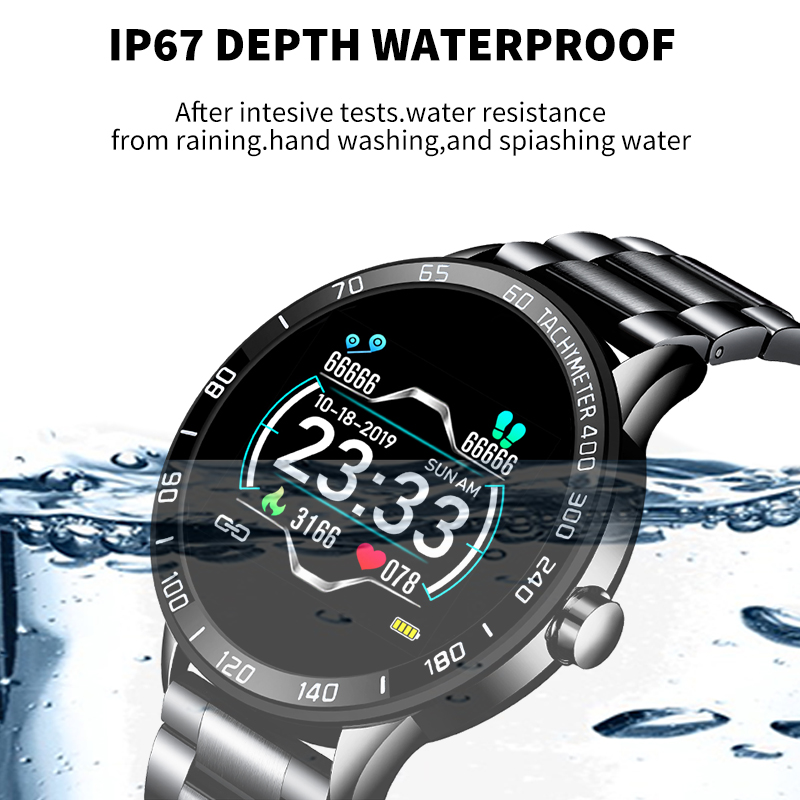 Luik Stalen Riem Smart Horloge Mannen Hartslag Bloeddruk Gezondheid Monitoring Sport Waterdichte Smartwatch Fitness Tracker + Box