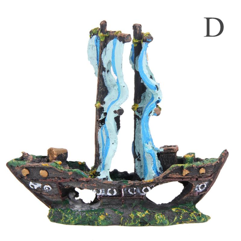 Decoración Para tanque de peces, barco pirata, decoración de barco de resina, decoraciones de acuario, accesorios: D