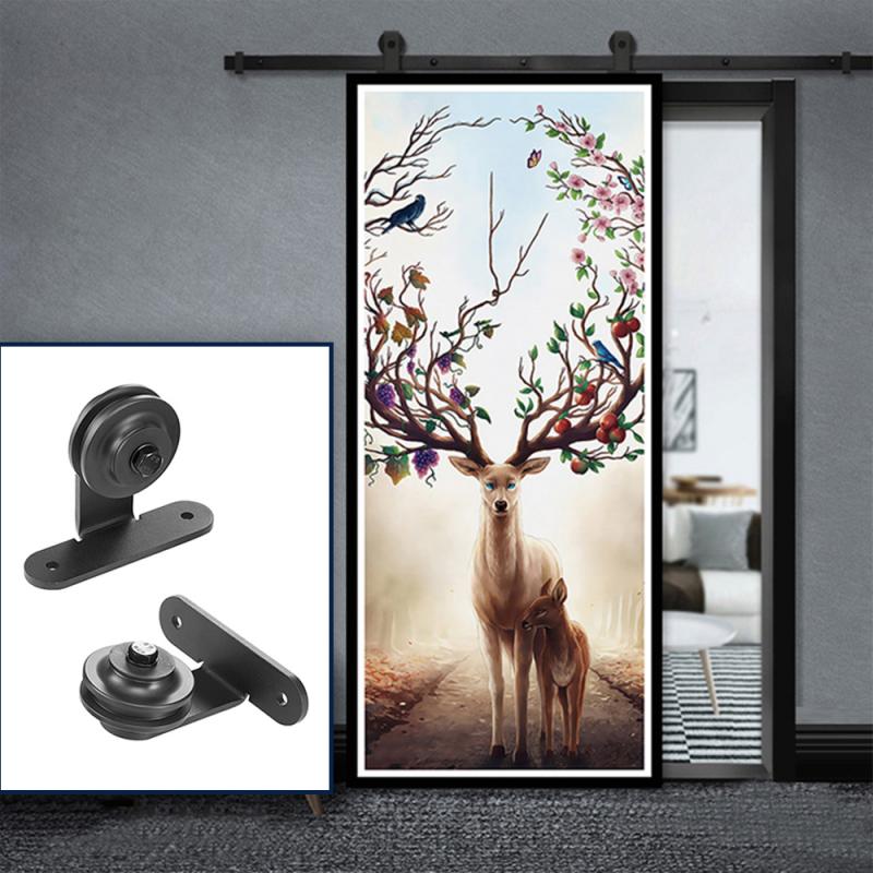 Rail de porte coulissante rustique noire de 183CM, pour armoire, Kit de rails coulissants pour portes en bois, vers l'europe HWC