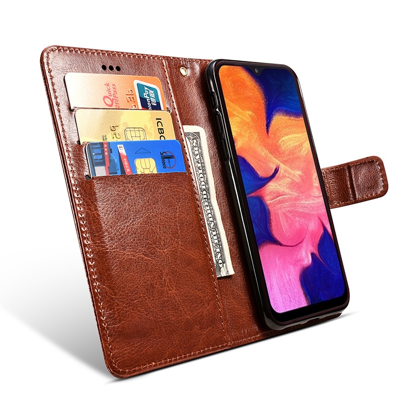 For Samsung A10 Case on Samsung A10 SM-A105FD Case Flip 6.2 Leather Wallet Book Flip Case for Samsung Galaxy A10 A 10 A105 Cover