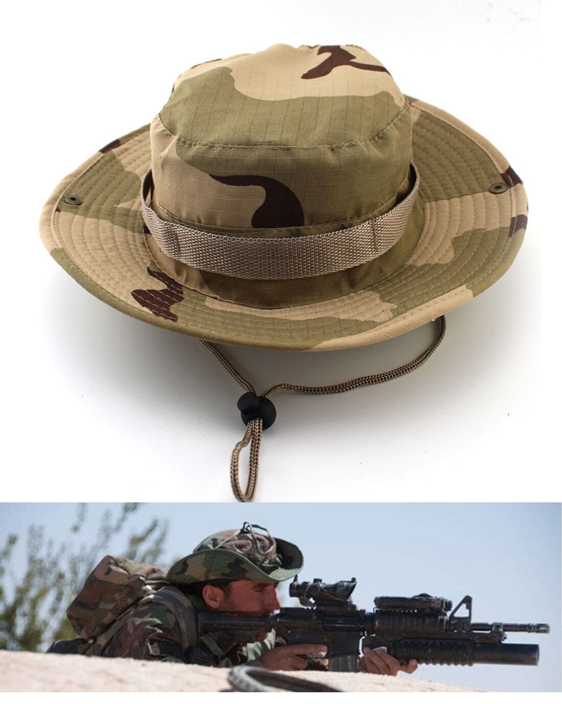 Gorros Boonie de arbusto al aire libre, gorro de pesca de camuflaje de la jungla: 9