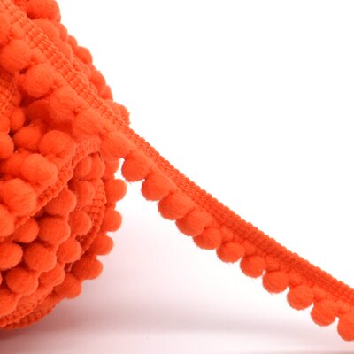 5yd/lot 10mm breedte kleurrijke kleine PP bal kant lint kwastje trim naaien materiaal accessoires voor woondecoratie: orange 607