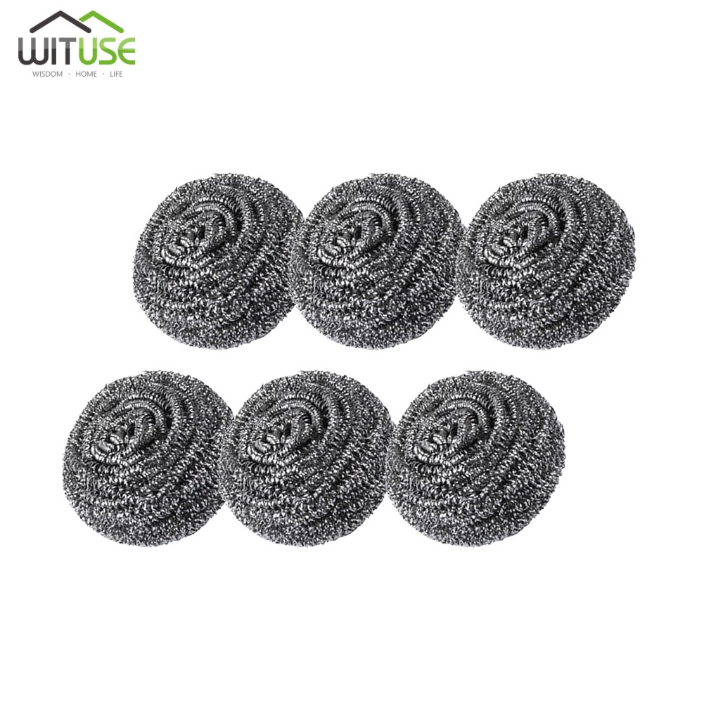 6pcs Stainless Steel Kitchen Sponge For Washing Dishes Scrubbers Cleaning Kitchen Utensil Spiral Scourers Cleaner For Pan Bowl: Default Title