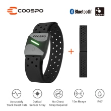 CooSpo Frecuencia Cardíaca Bluetooth 5.0 Ant+ Sensor óptico de Pulsómetro Brazo para Wahoo Garmin Zwift Strava Rouvy Trainerroad