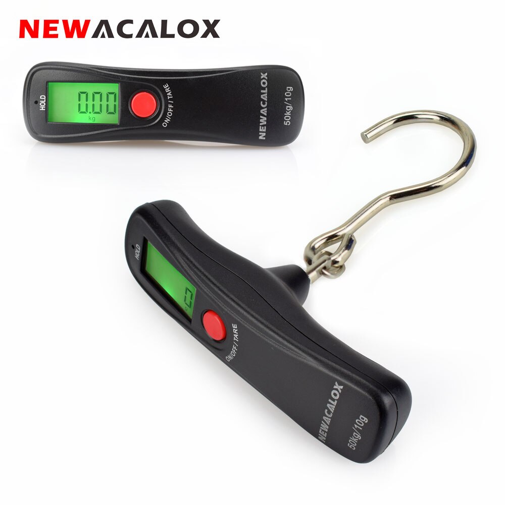 Balanza Digital NEWACALOX de 50kg/110lb, balanza para viajes, peso, equipaje, pesca, Escala de gancho colgante electrónico