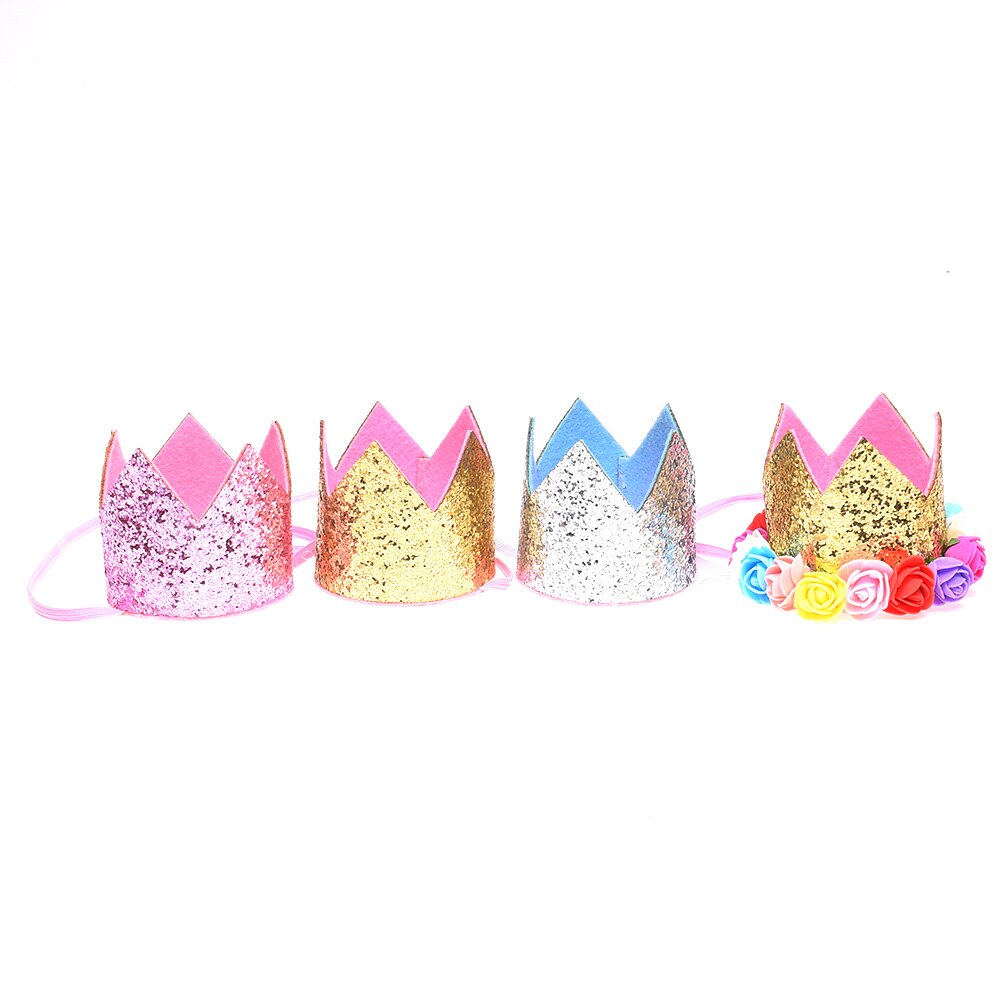 Mini filt glitter kronehatte børn brusebad dekor prins prinsesse fødselsdagsfest