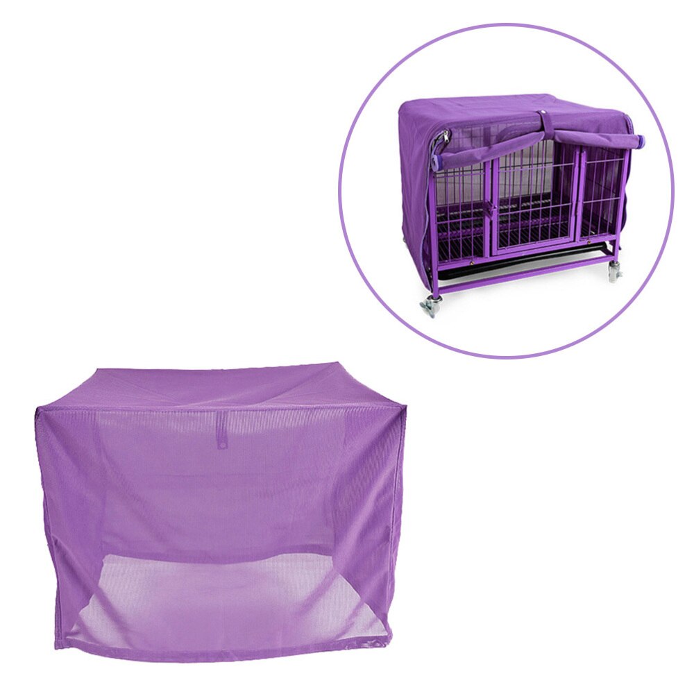 Strong Mesh Pet Cage Cover Breathable Mosquito Net Dog Crate Kennel Covers - Size (Purple)