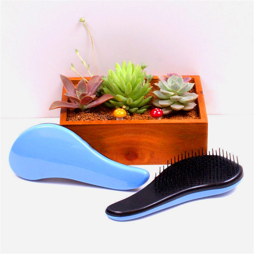 Mango de cepillo mágico antiestático para el pelo peine para desenredar, ducha, electrochapado, peine de masaje, utensilio de peluquería: blue