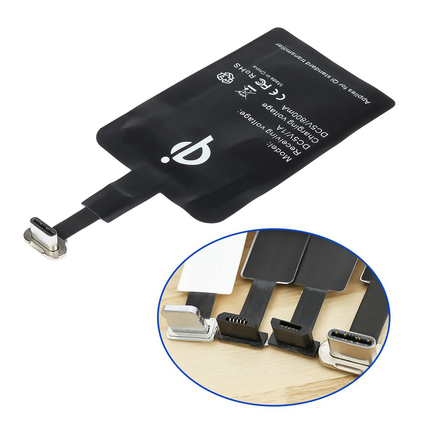 QI Wireless Charger Receiver 5V/2A Coil Charging Type C Adapter Patch For Xiaomi Redmi Note 7 5 For Huawei P20 Lite Samsung A50