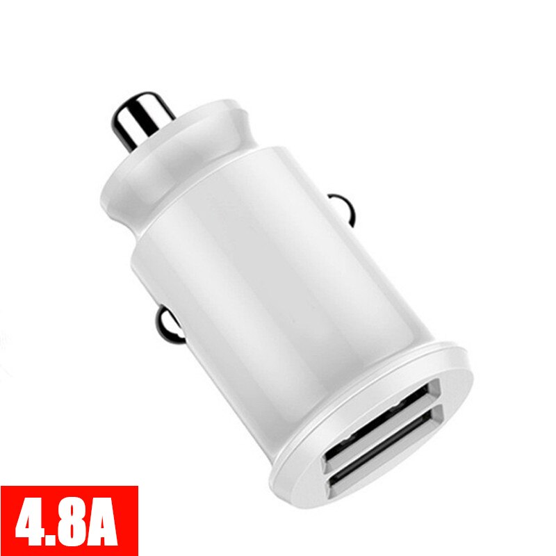 Mini 3,1 A/4,8 A/6,2 A USB Auto Ladegerät Dual USB praktisch-ladegerät Versteckte Auto USB Ladegerät tragbare Auto Ladung für iPhone X 11 Samsung: Weiß 4.8A