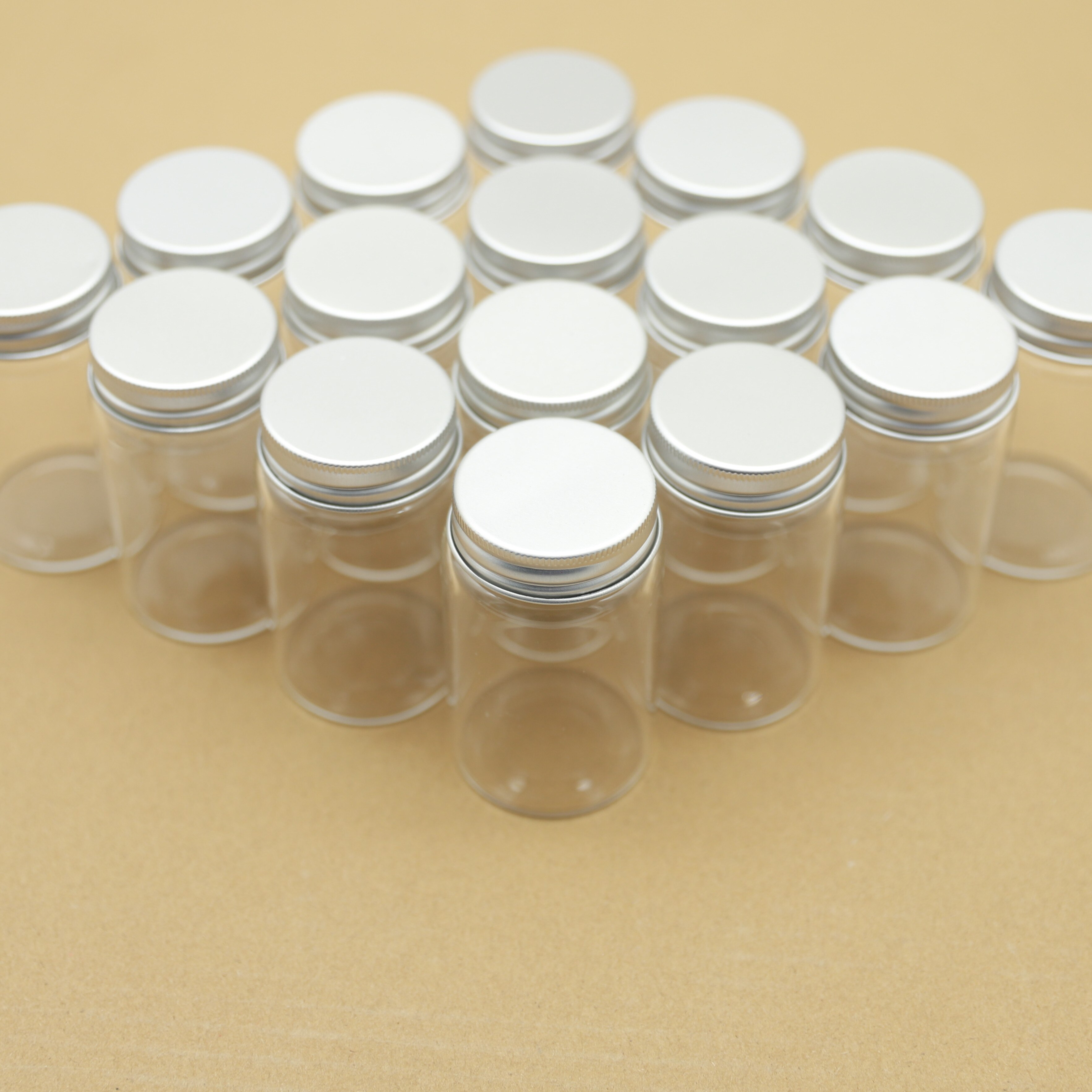 12pcs/lot 47*80mm 100ml small Glass vial Bottle jars Silver Screw Cap mini Jars DIY Craft Transparent jars empty bottles