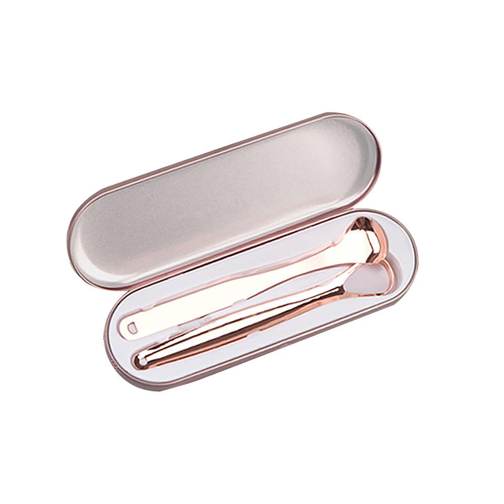 Raspador de lengua de acero inoxidable, limpiador de respiración fresca, raspadores de lengua, raspadora de lengua, limpiador para herramientas de cuidado bucal: Rose Gold