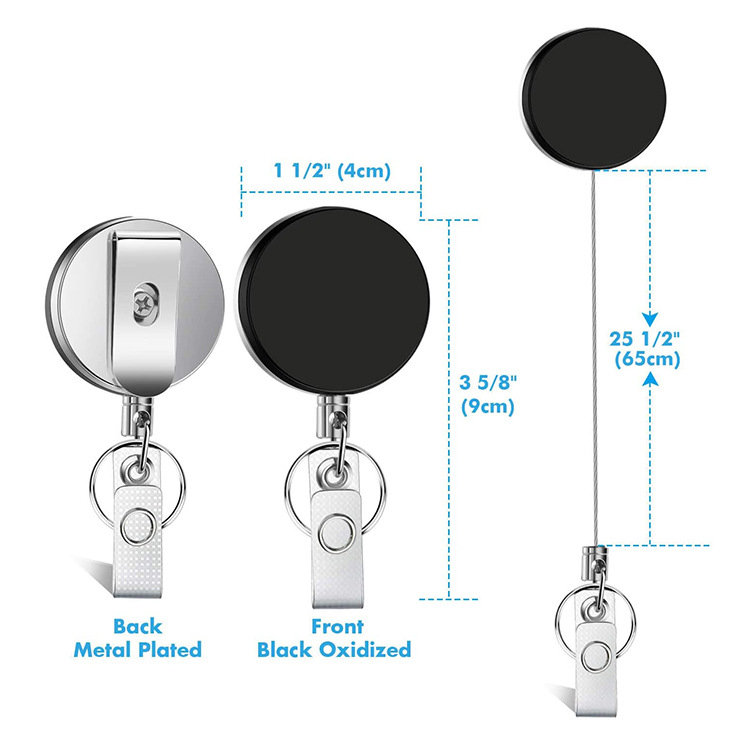 1 pz allungabile portachiavi in metallo anello clip da cintura portachiavi retrattile carta d'identità cordini porta badge identificativo clip per badge: Trasparente