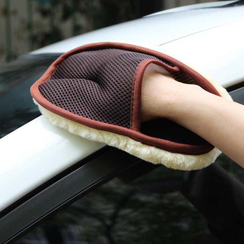 Car Styling Wool Soft Car Washing Gloves Cleaning Brush Motorcycle Washer Care: Silver