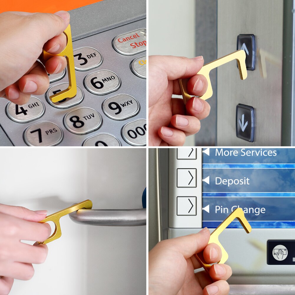 Commande manuelle antibactérienne en laiton, ouvre-porte EDC, poignée d'ascenseur, clé de maison, outil manuel de sécurité sans Contact,
