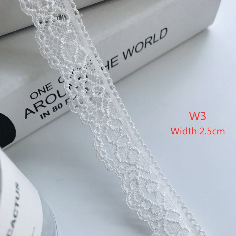 Wit Geborduurde Kant Trim Linten Stof Bruiloft Diy Kleding/Cadeaupapier: 3M / W3