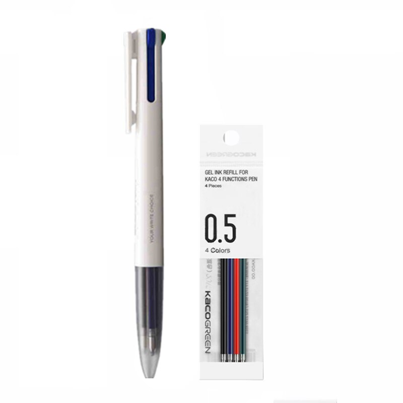 KACO EASY 4 Functions Pen KACOGREEN Multifunction Pens 0.5mm Refill Black Blue Red Green Refill Gel Pen for Office: Light Grey