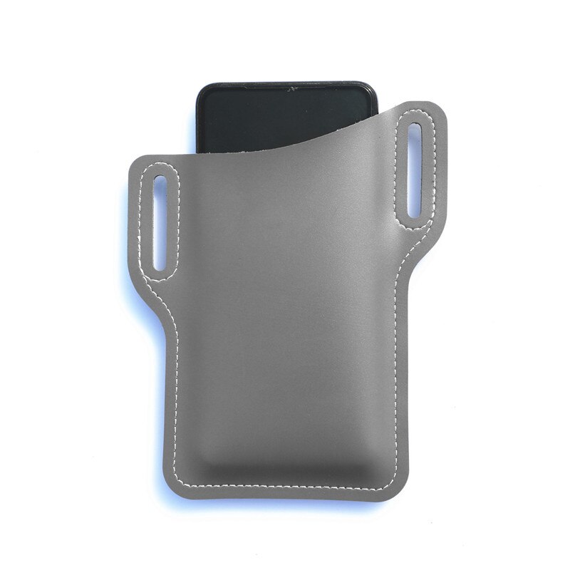 Men Cellphone Loop Holster Case For iPhone 12 11 Pro Max Cover Universal Leather Holster Belt Clip Pouch Phone Bag Purse Wallet: Gray