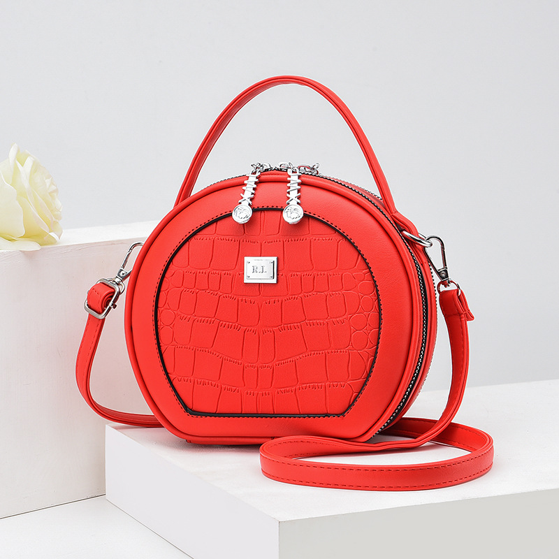 Bolso redondo pequeño para mujer, bandolera de hombro sencilla, combina con todo, informal, novedad de otoño, ,: A   red