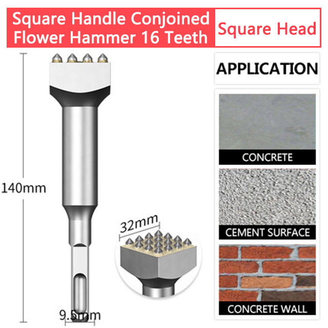 Flower Hammer Chisel Drill Bit Wall Concrete Cement Hit Lychee Surface Electric Pick Electric Hammer One Alloy Hair Hit Artifact: Orange