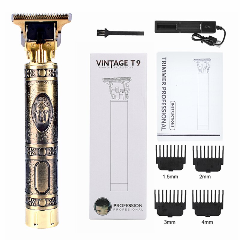 Electric Hair Trimmer Rechargeable Cordless Hair Clipper For Men Beard Shaver Razor Cutting Machine: 03 Golden