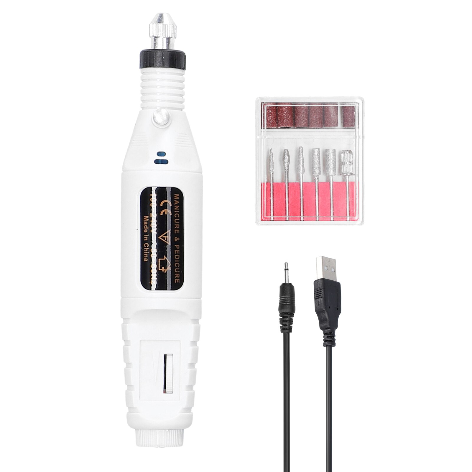 Handheld Mini Electric Grinder Nail Gelatum Removing Tool Polishing Machine Speed Adjustable Grinding Rotary Tool Kit: White
