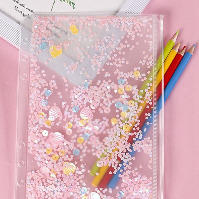 Classeur de format A6, pochette à fermeture éclair, support de sac pour Journal à 6 anneaux, sacs à feuilles larges, 10 pièces