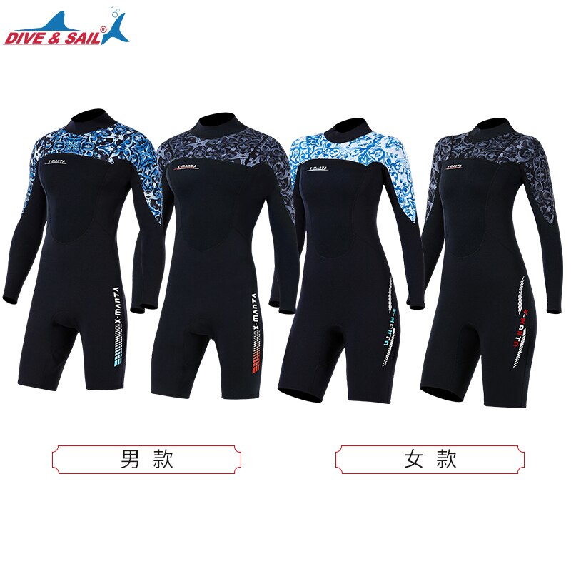 Women's 1.5mm Back Zip Long Sleeve Short Spring Wetsuit Long Sleeve One Piece Shorty Wet Suit for Water Sports Scuba Dive Suit