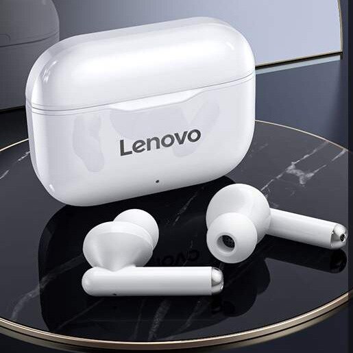 Nuovo auricolare Wireless Lenovo LP1 Bluetooth 5.0 doppia riduzione del rumore Stereo HIFI Bass Touch Control cuffie da 300mAH a lungo Standby: white