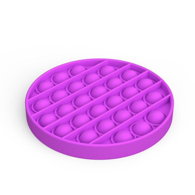 Silicone Push pop Poke pop Bubble Sensory Fidget Toy, Pop It Fidget Toy, Squeeze Sensory Toy, Reliever Stress: Round Purple