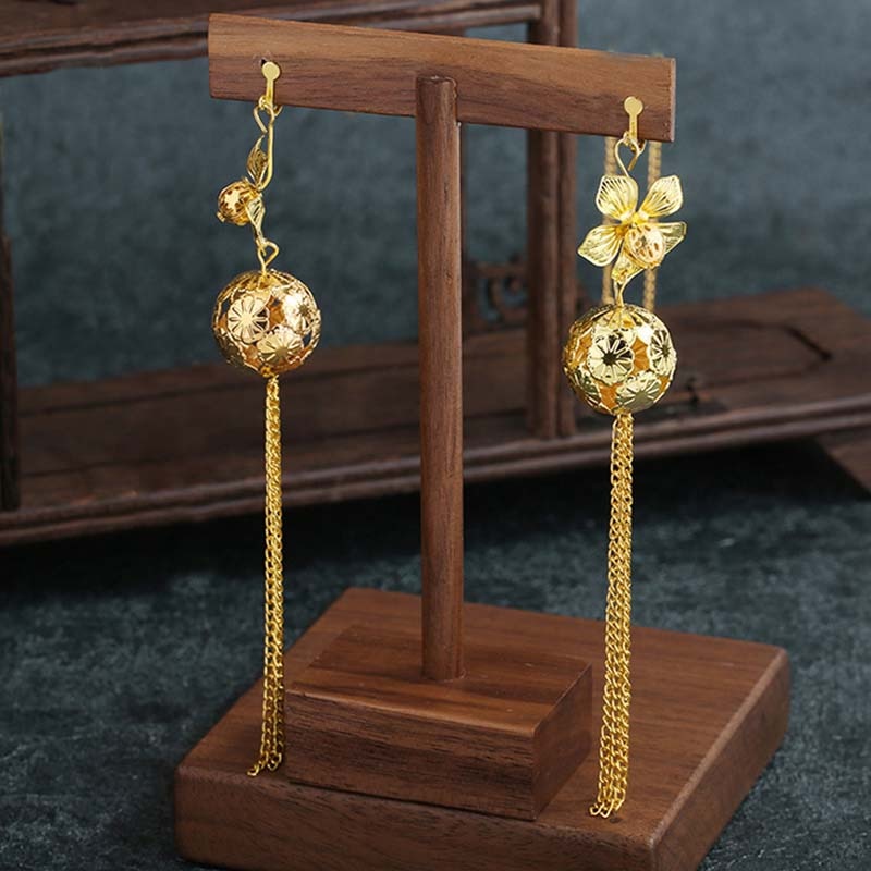 Traditional Ancient Chinese Headwear Jewelry Set Gold Phoenix Step Shake Tiara Crown Long Tassel Earrings for Bride Wedding