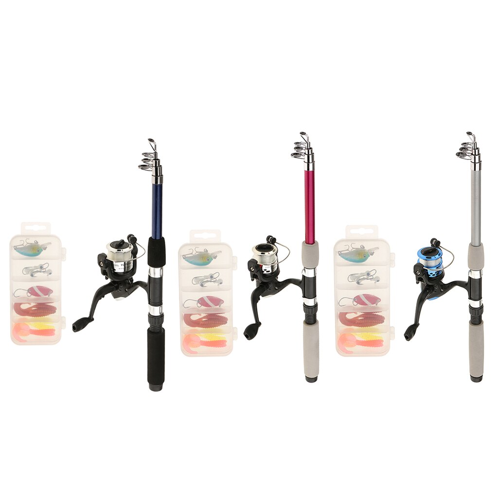 Pocket Telescopic Fishing Rod Pole And Reel With Line Fishing Tackle Box Set