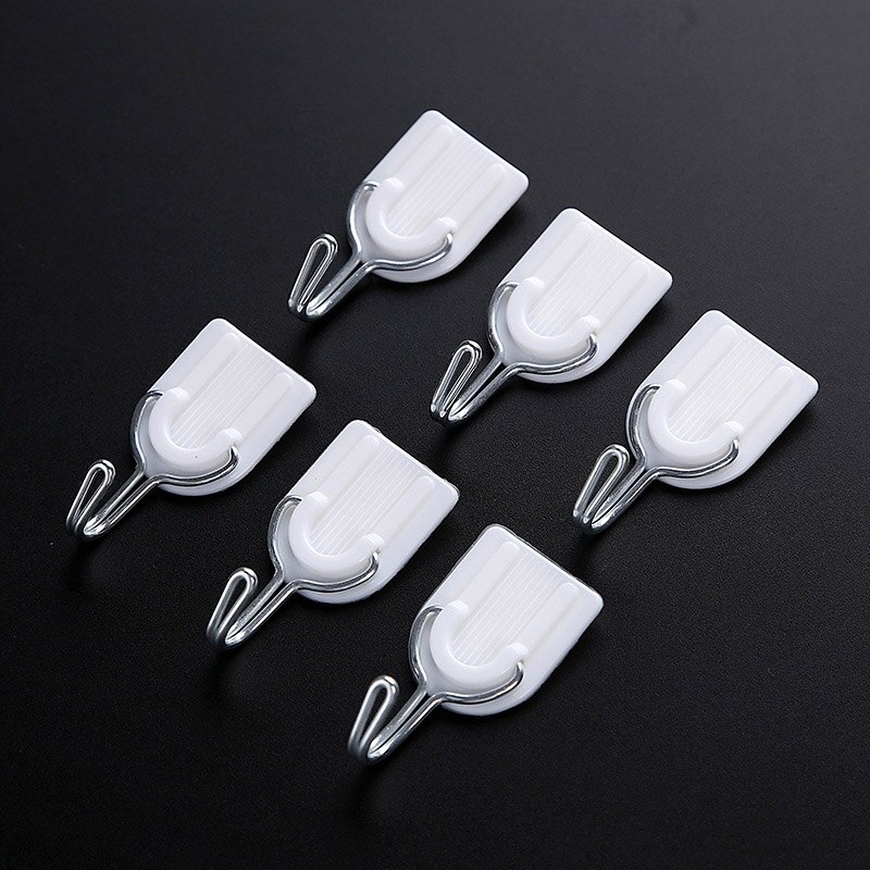 Ganchos adhesivos fuertes, colgador adhesivo para puerta, 6 uds., soporte blanco para toallas, tipo pared, accesorios de cocina de plástico, multifunción