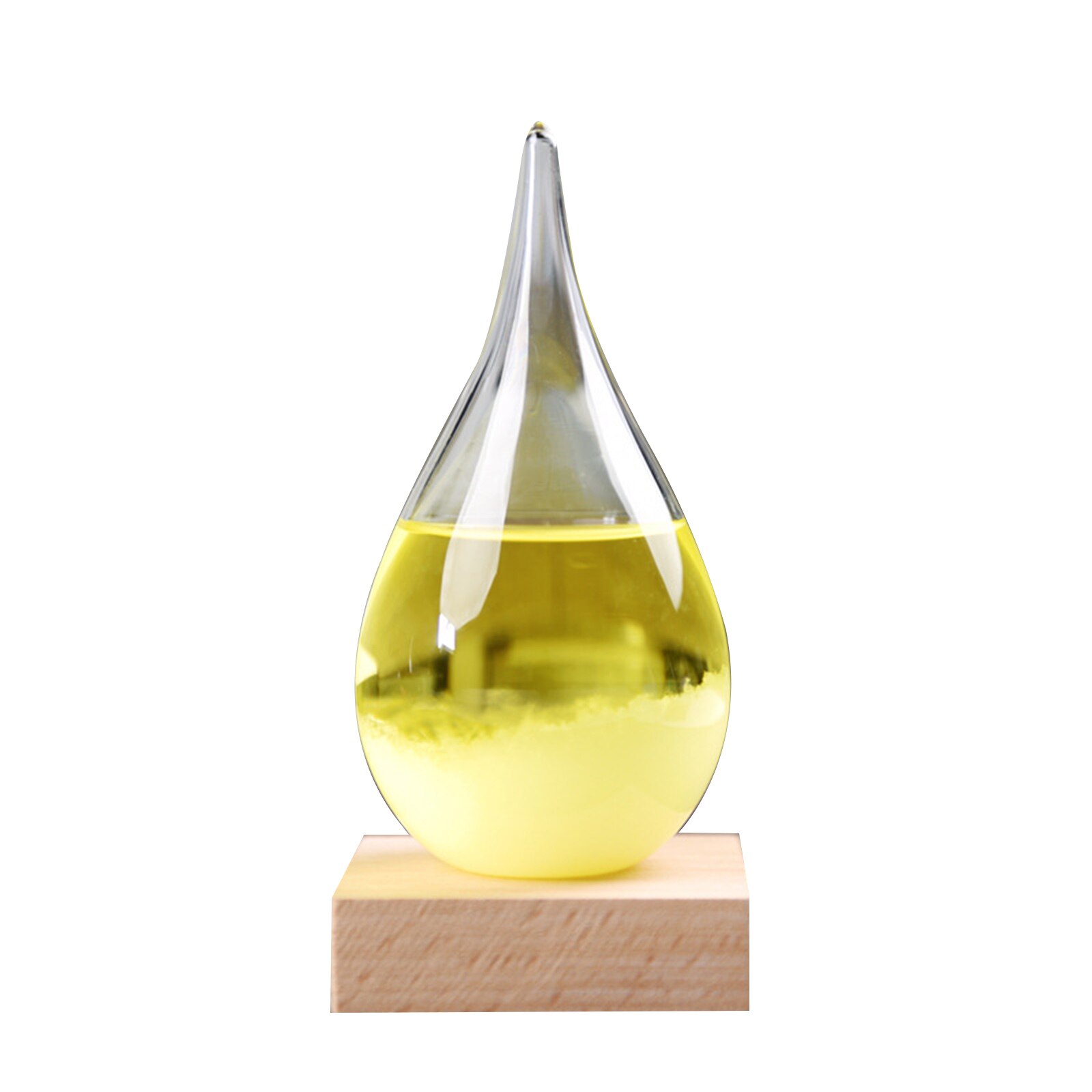Tempest Glass Predictor Weather Forecast Decorative Barometer Drops-Shaped Small Bottle with Wooden Base FP8: Yellow