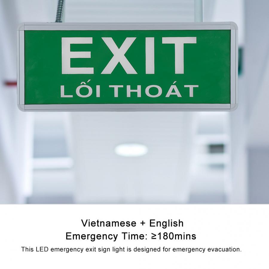LED Emergency Exit Lighting Sign Safety Indicator Lamp 220V Vietnamese + English